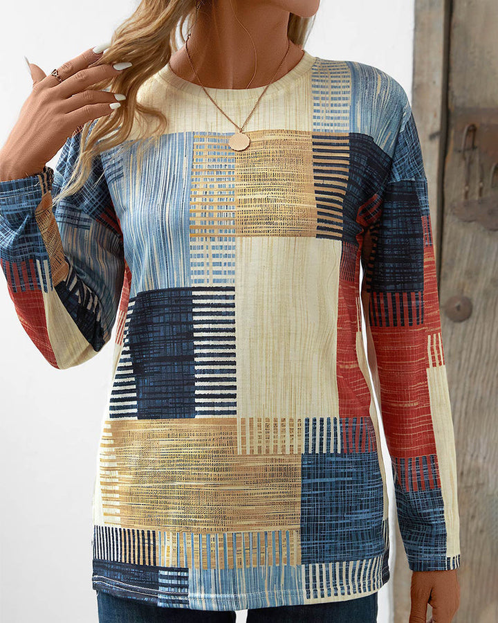 Aurora™ | Stylish long-sleeved patchwork T-shirt