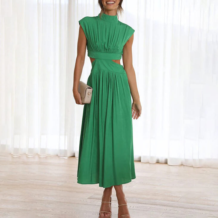 Amery™ | Timeless High-Neck Pleated Dress for Chic Appeal