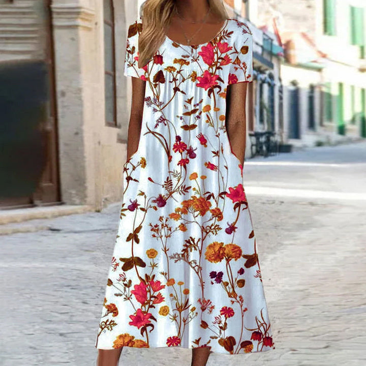 Maria™ | Beautiful Floral Dress with Flattering Belly Coverage