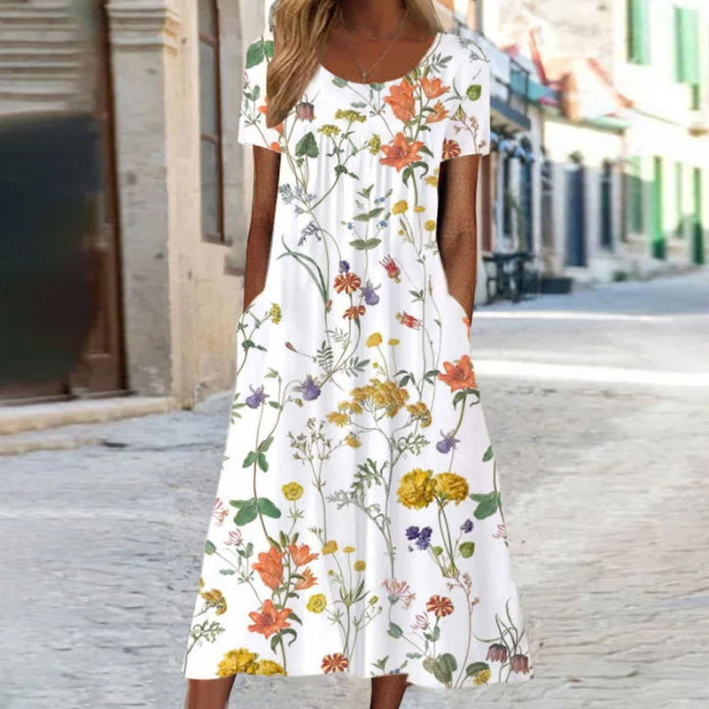 Maria™ | Beautiful Floral Dress with Flattering Belly Coverage