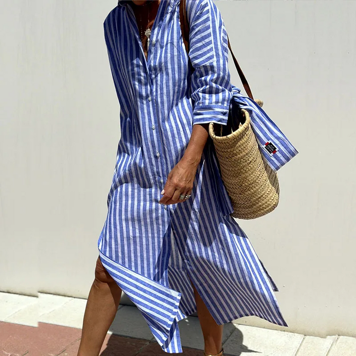 Jasmine™ | Chic Striped Shirt Dress for Effortless Style