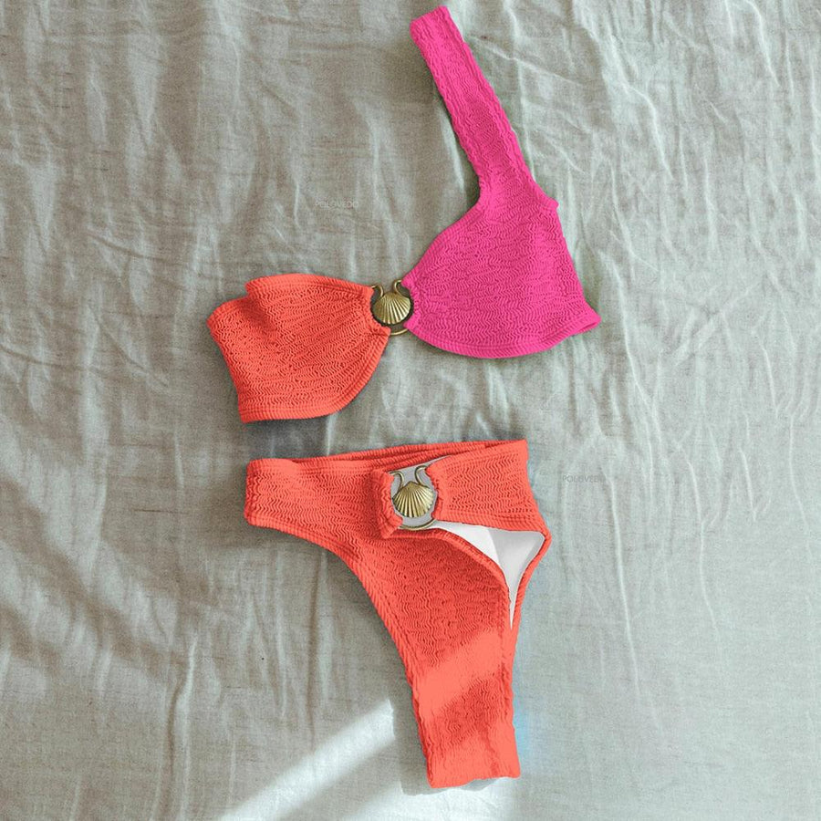 Jenna™ | Women's One-Shoulder Ring Accent Bikini Set