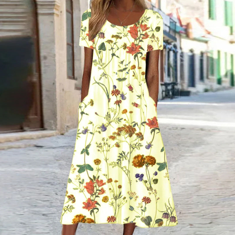 Maria™ | Beautiful Floral Dress with Flattering Belly Coverage