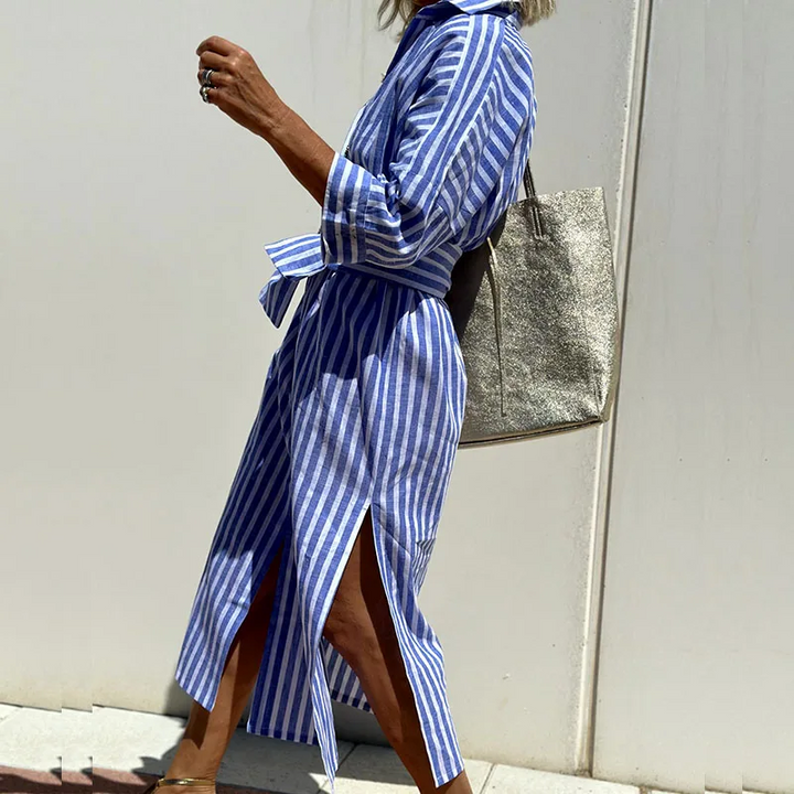 Jasmine™ | Chic Striped Shirt Dress for Effortless Style