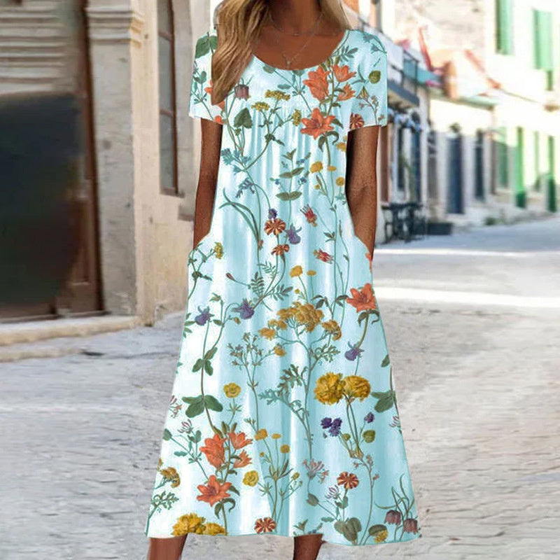 Maria™ | Beautiful Floral Dress with Flattering Belly Coverage