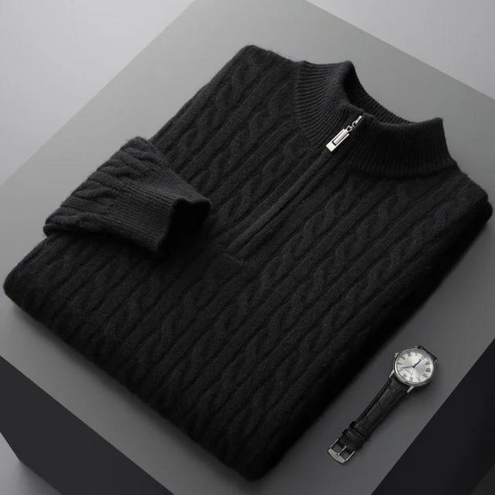 Samuel™ | 100% Cashmere Woven Half Zip Cardigan