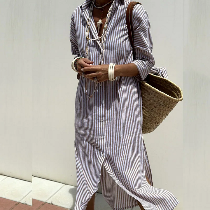 Jasmine™ | Chic Striped Shirt Dress for Effortless Style