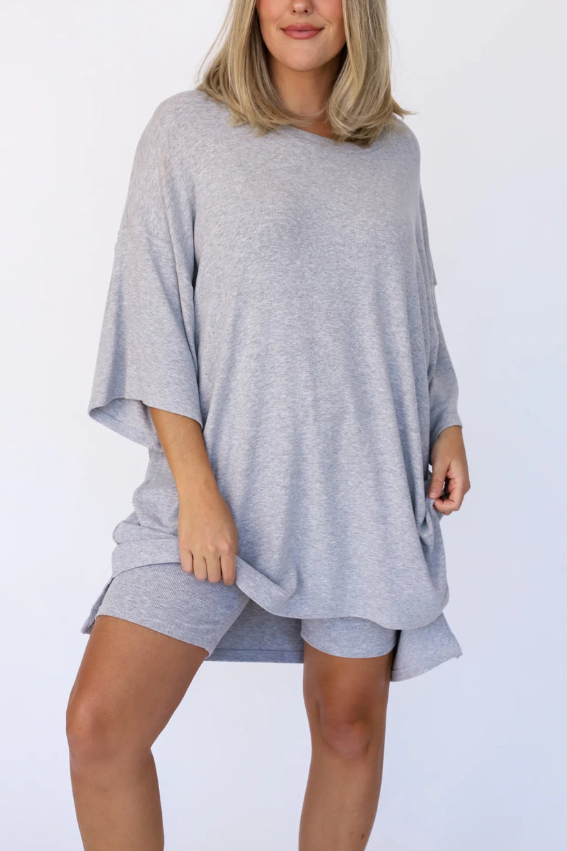 Kinsley™ | Ultimate Comfort Lounge Set: Oversized Tee & Cycling Shorts