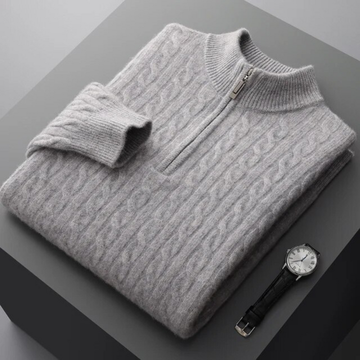 Samuel™ | 100% Cashmere Woven Half Zip Cardigan