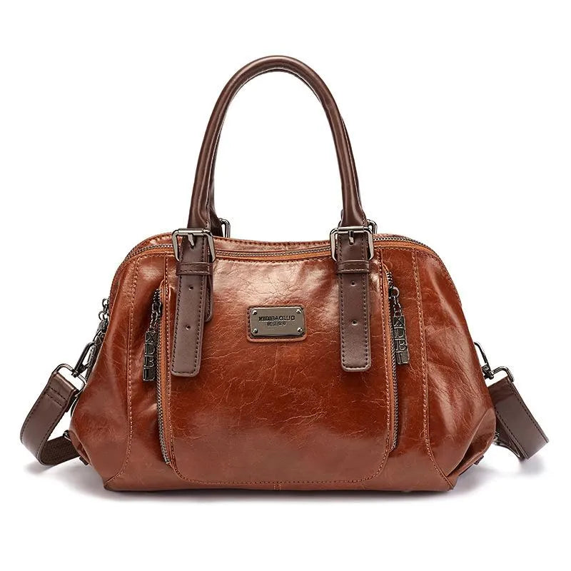 Lemery™ | Crimson Elegance Leather Satchel