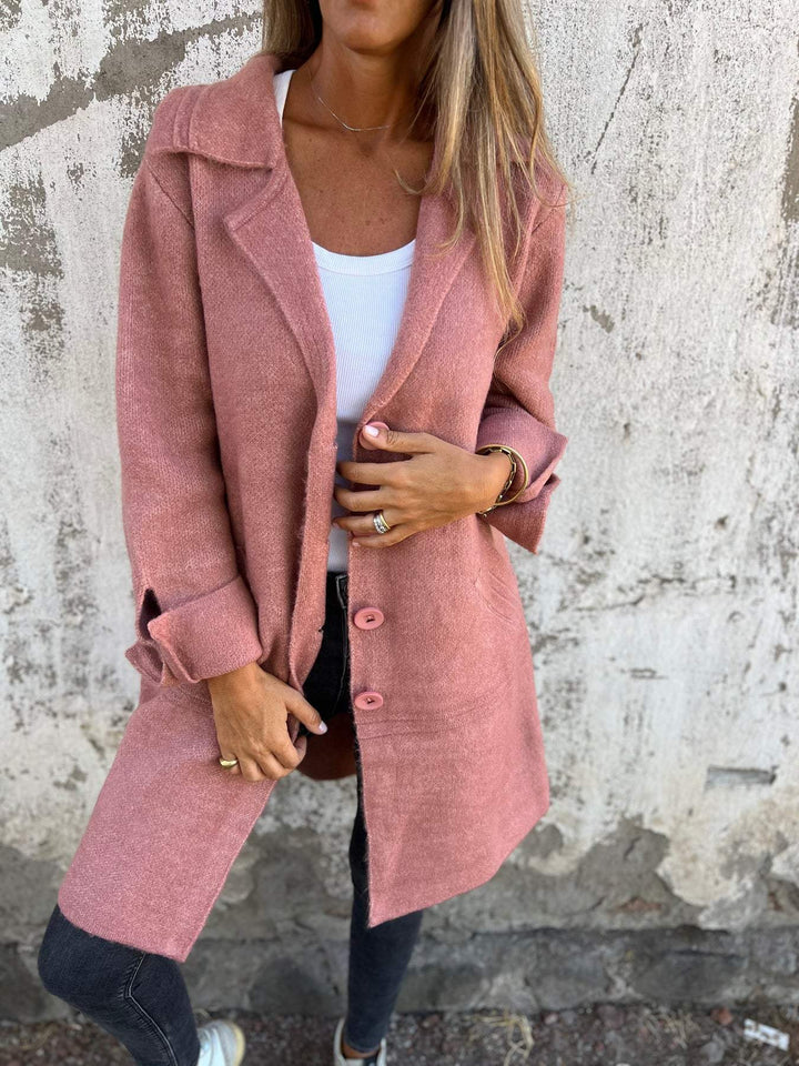 Ellie™ | Chic long coat with lapel collar