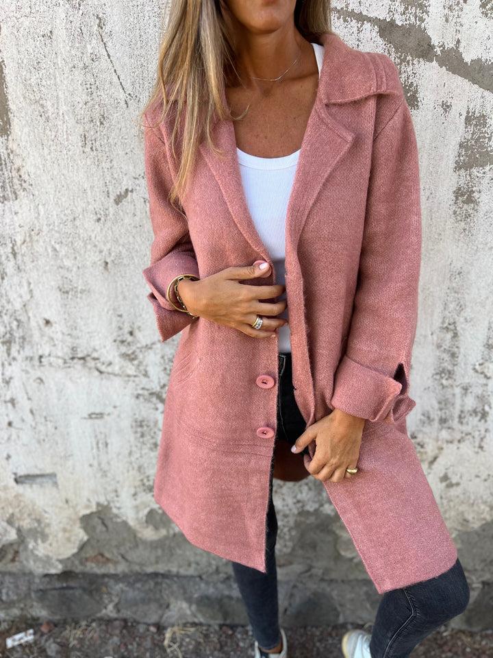 Ellie™ | Chic long coat with lapel collar