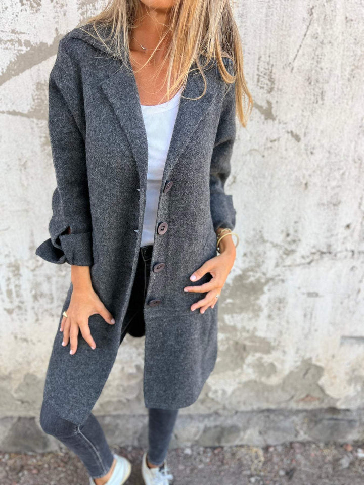 Ellie™ | Chic long coat with lapel collar