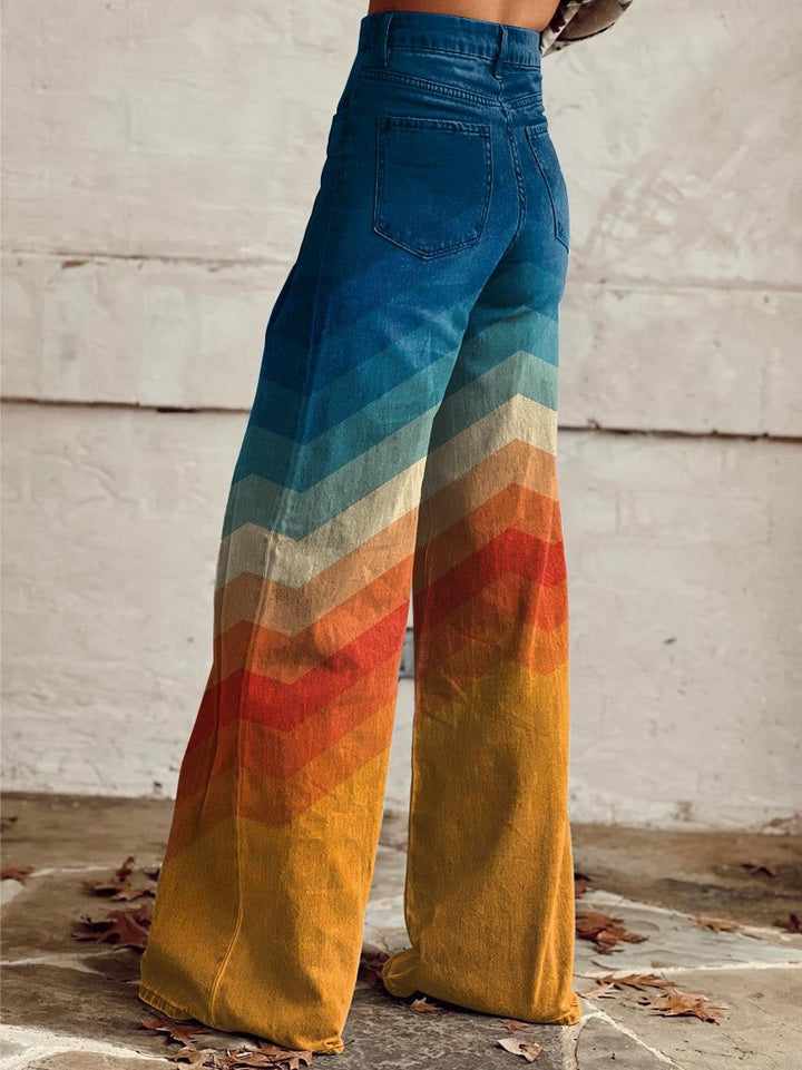 Liza™ | Retro Wide-Leg Chevron Pants