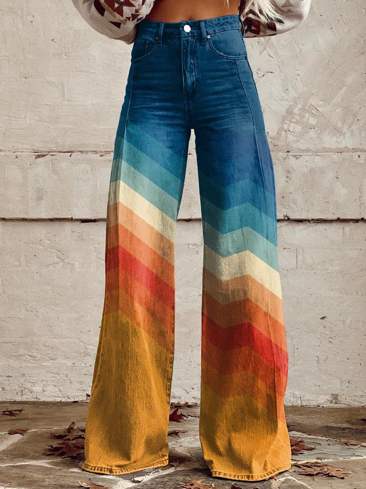 Liza™ | Retro Wide-Leg Chevron Pants